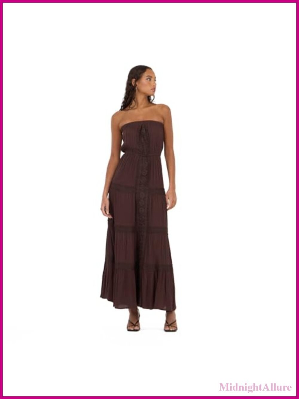 Tube Maxi Dress With Crochet Inserts Sheath Silhouette